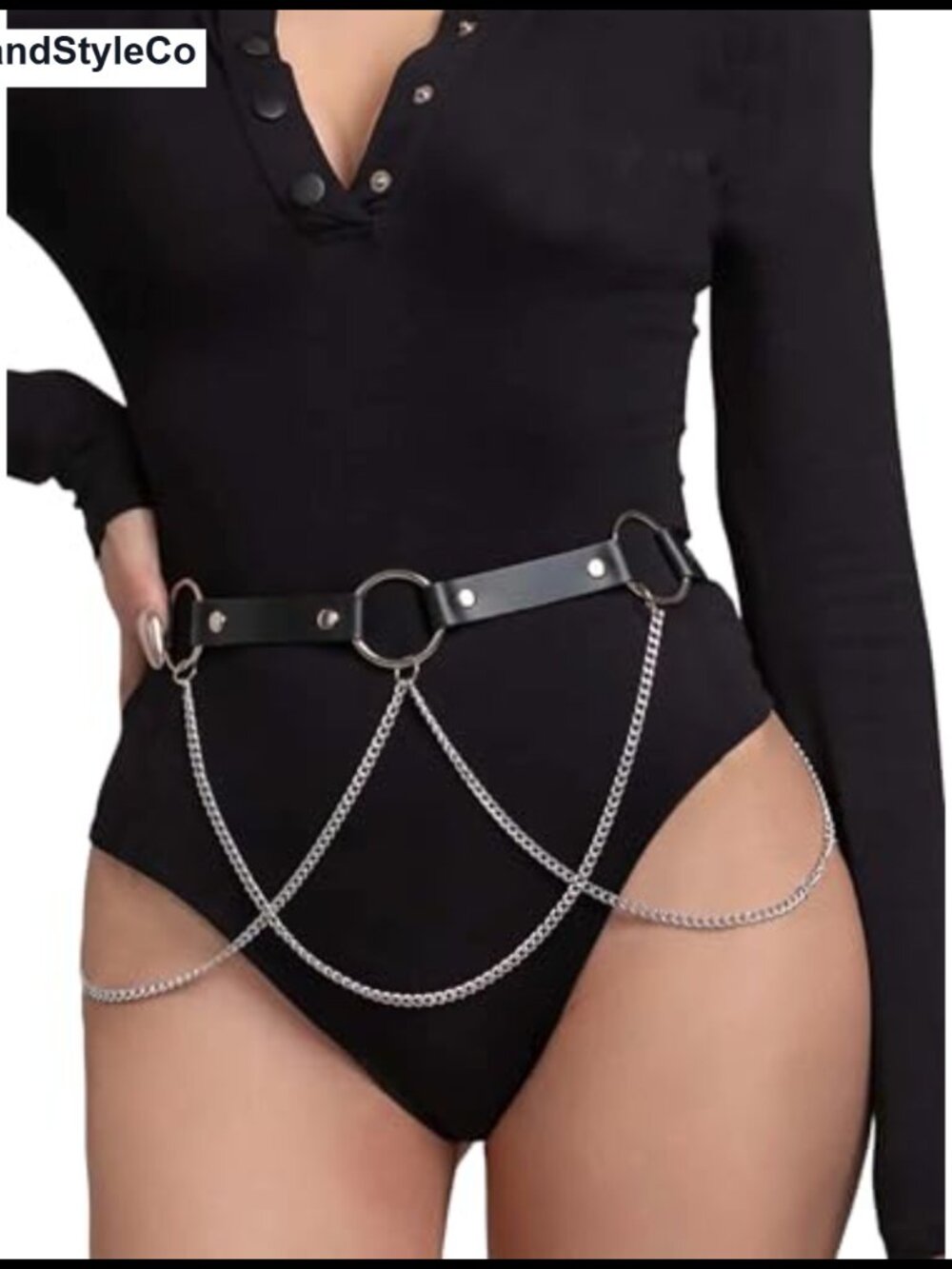 Women's Adjustable Faux Leather Chain Waist Belt Gothic Punk Alloy